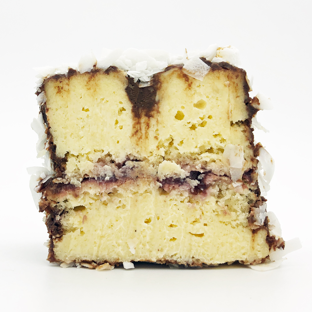 panna cotta Lamington cake by flour and stone sydney